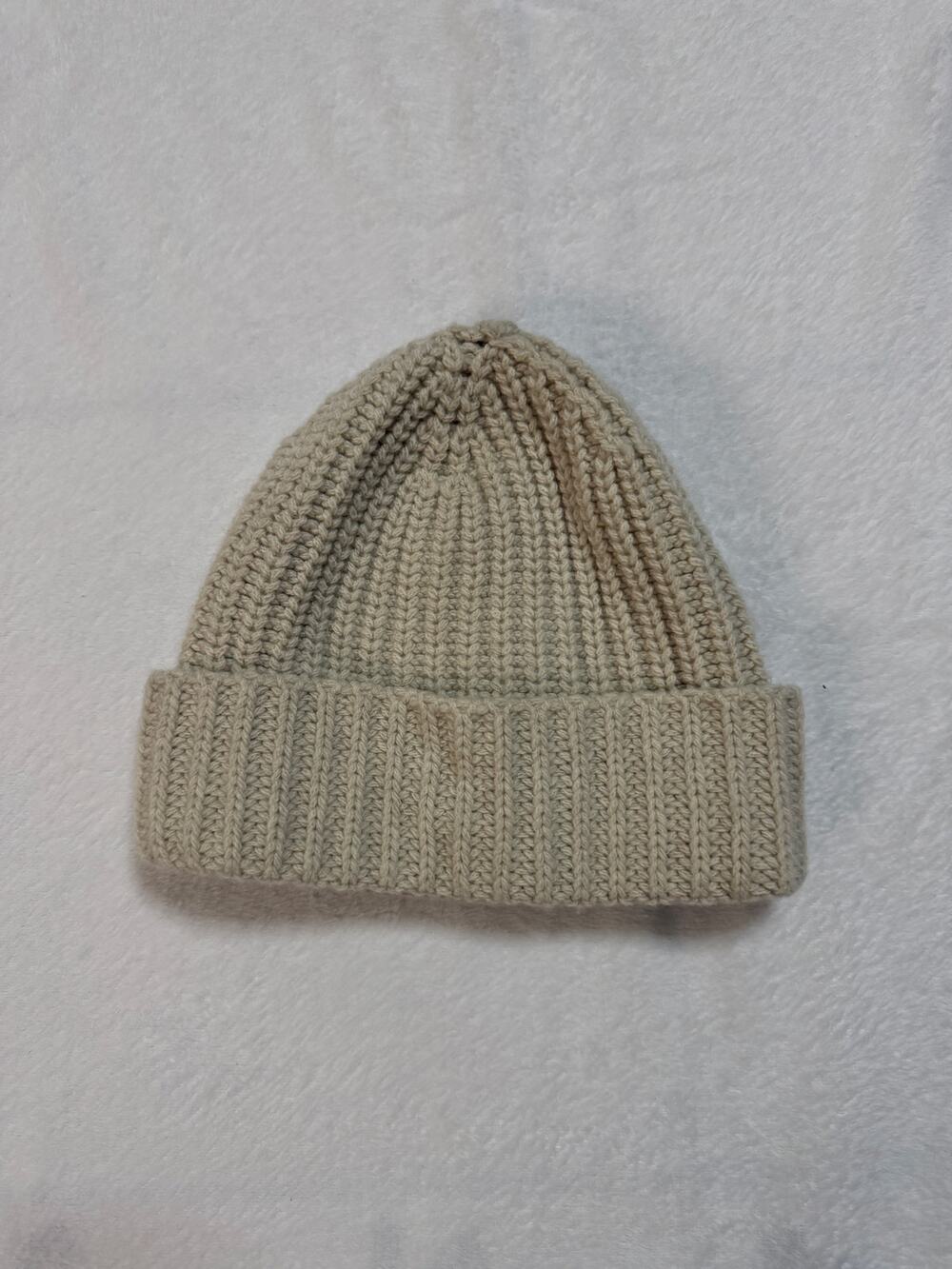 G. Label by goop Classic Hat Ivory Wool Cashmere Ribbed Beanie One Size